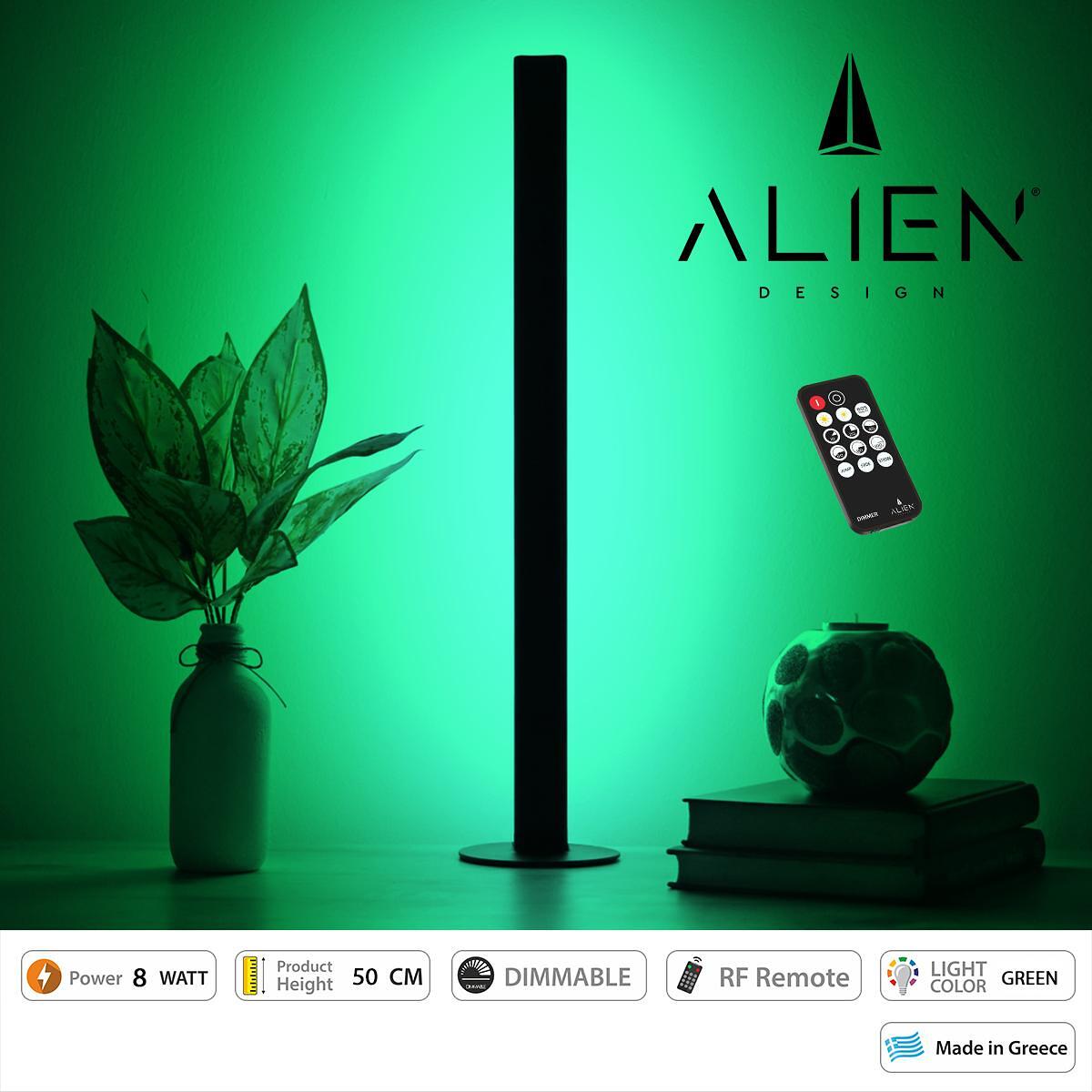 GloboStar® ALIEN-DIVA-BLACK-50-5 ALIEN Дизайн DIVA Модерна Минималистична Нордическа Метална Настолна Лампа - Портативна - Лампион Черна LED 8W 800lm