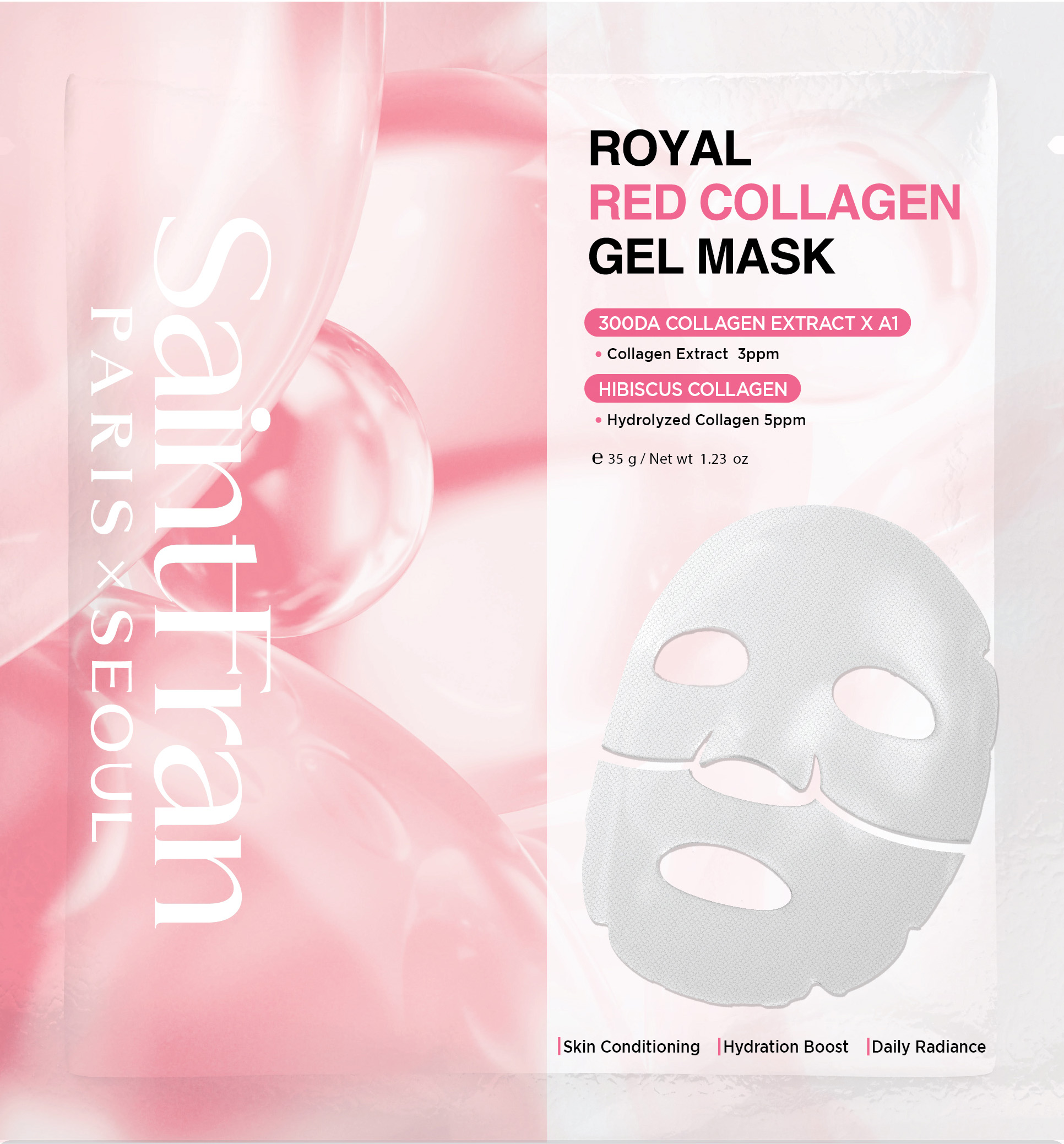SaintFran Royal Red Collagen Gel Mask -премиум хидрогелна колагенова маска за еластичност и интензивна хидратация